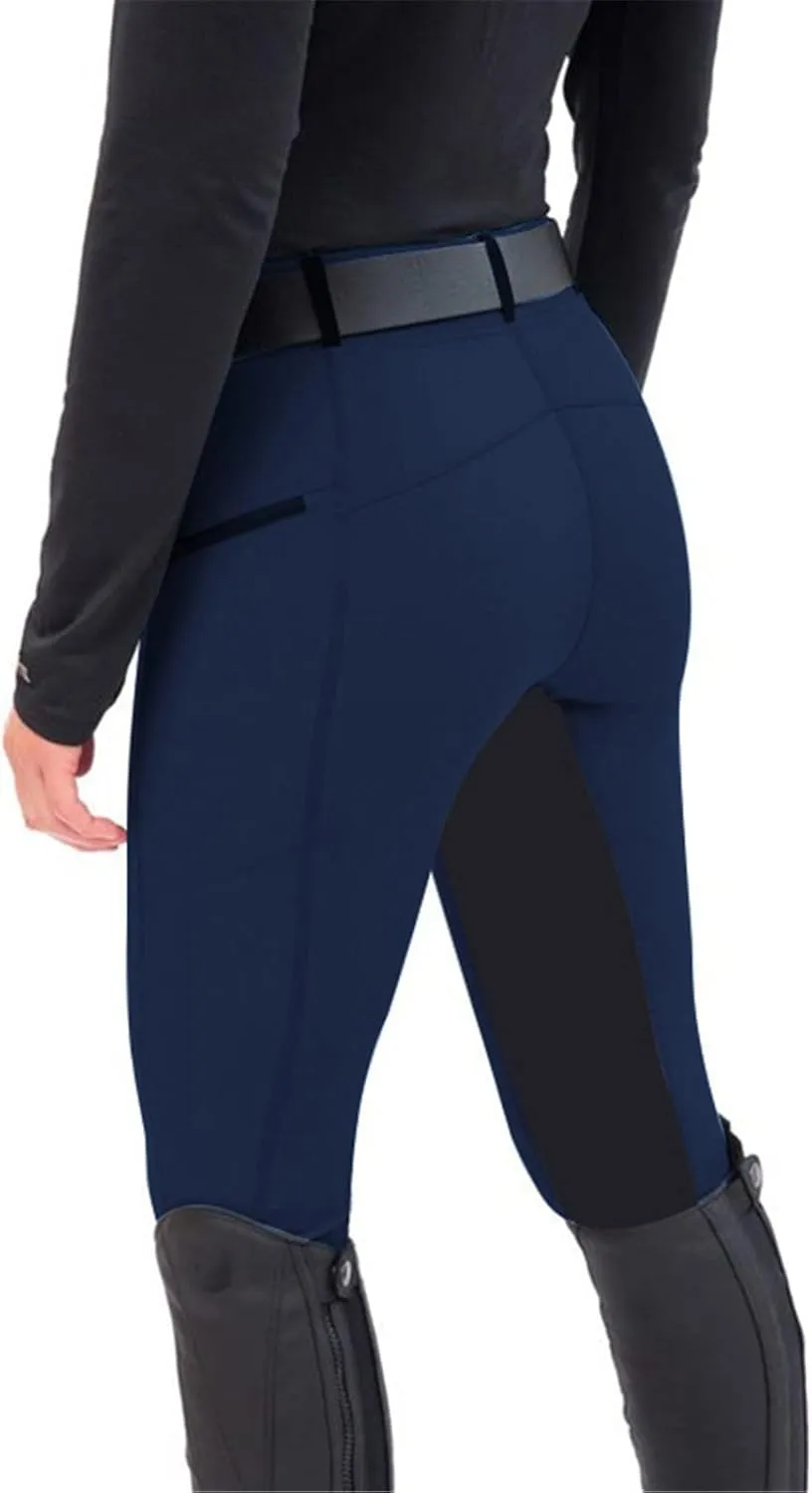 Womens Horse Riding Pants Full Seat Riding Breeches Equestrian Tights Horseback Patchwork Trouser with Pockets