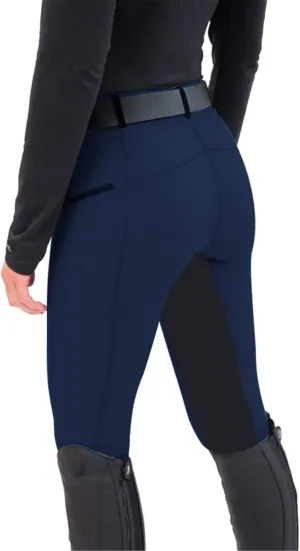 Womens Horse Riding Pants Full Seat Riding Breeches Equestrian Tights Horseback Patchwork Trouser with Pockets