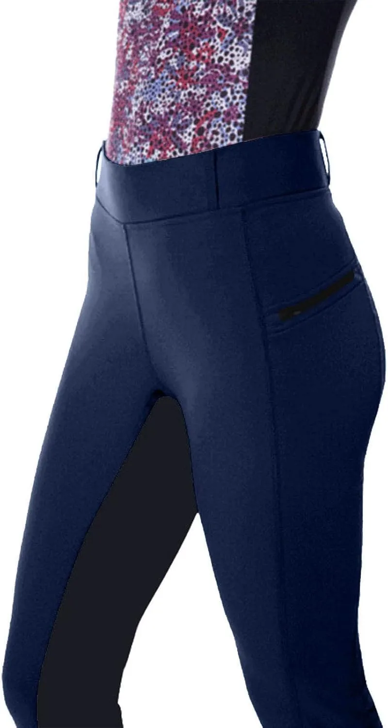 Womens Horse Riding Pants Full Seat Riding Breeches Equestrian Tights Horseback Patchwork Trouser with Pockets
