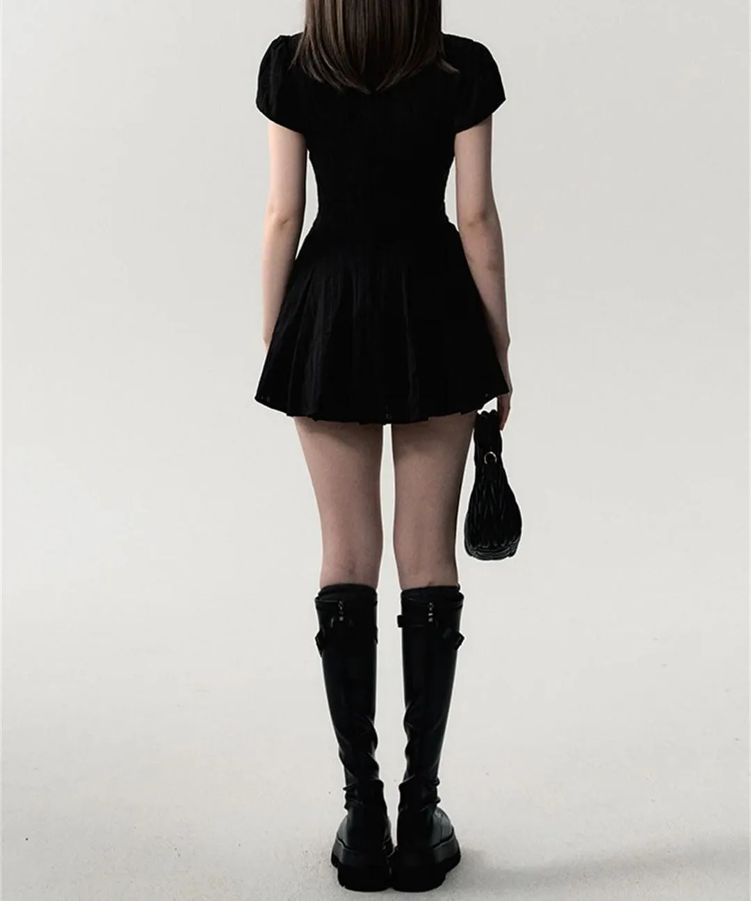 Women’S Lace Trim Shirt Dress Turn Down Collar Short Sleeve Casual Style Puff Sleeve Mini Length A-Line Retro Dresses