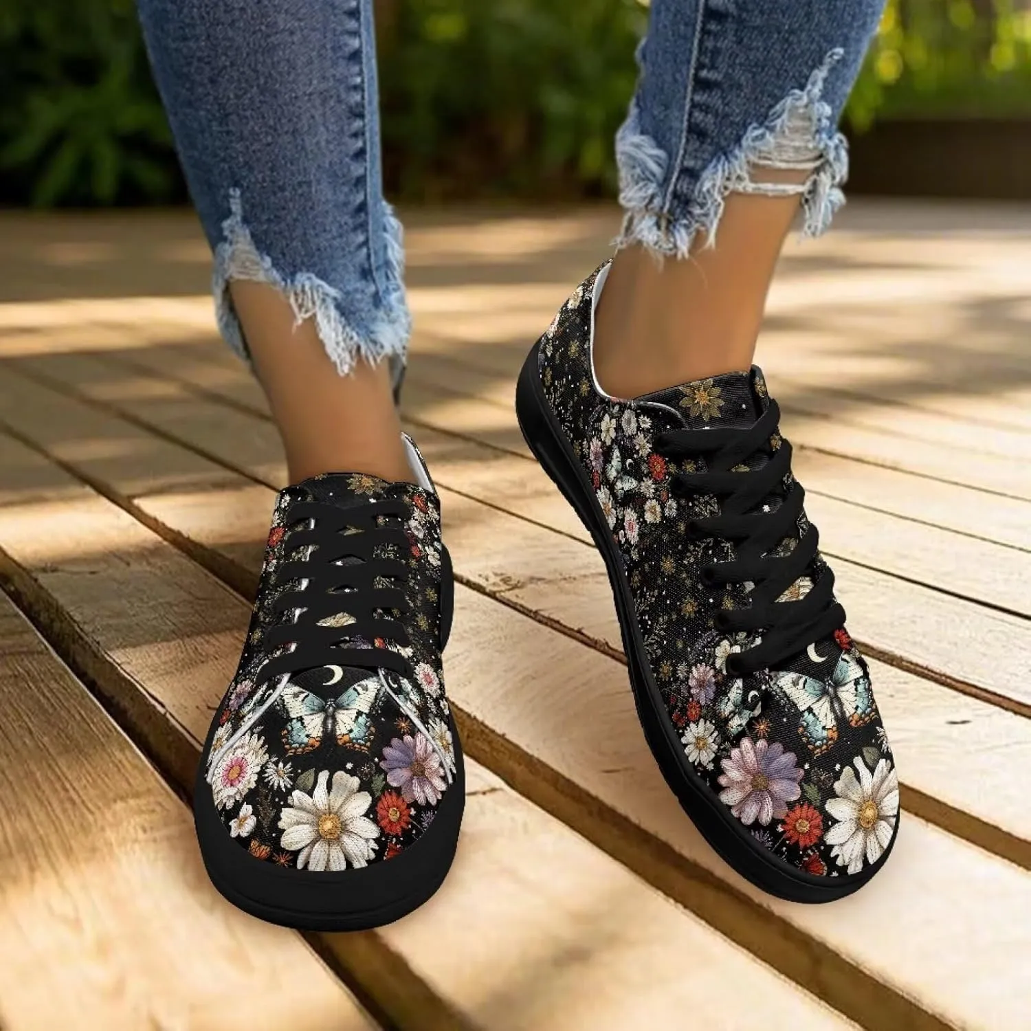 Women's Lace up Low Top Canvas Shoes Low Top Sneakers Fashion Casual Sneakers with Arch Support Comfy Flats 5.5-13.5