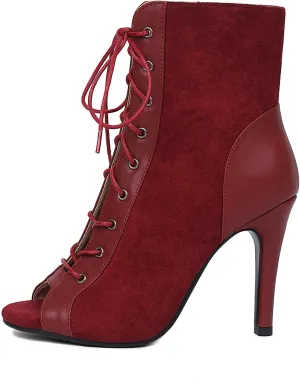 Women's Latin Dance Boots Peep Toe lace-up Ballroom Latin Salsa Ankle Dance Boots