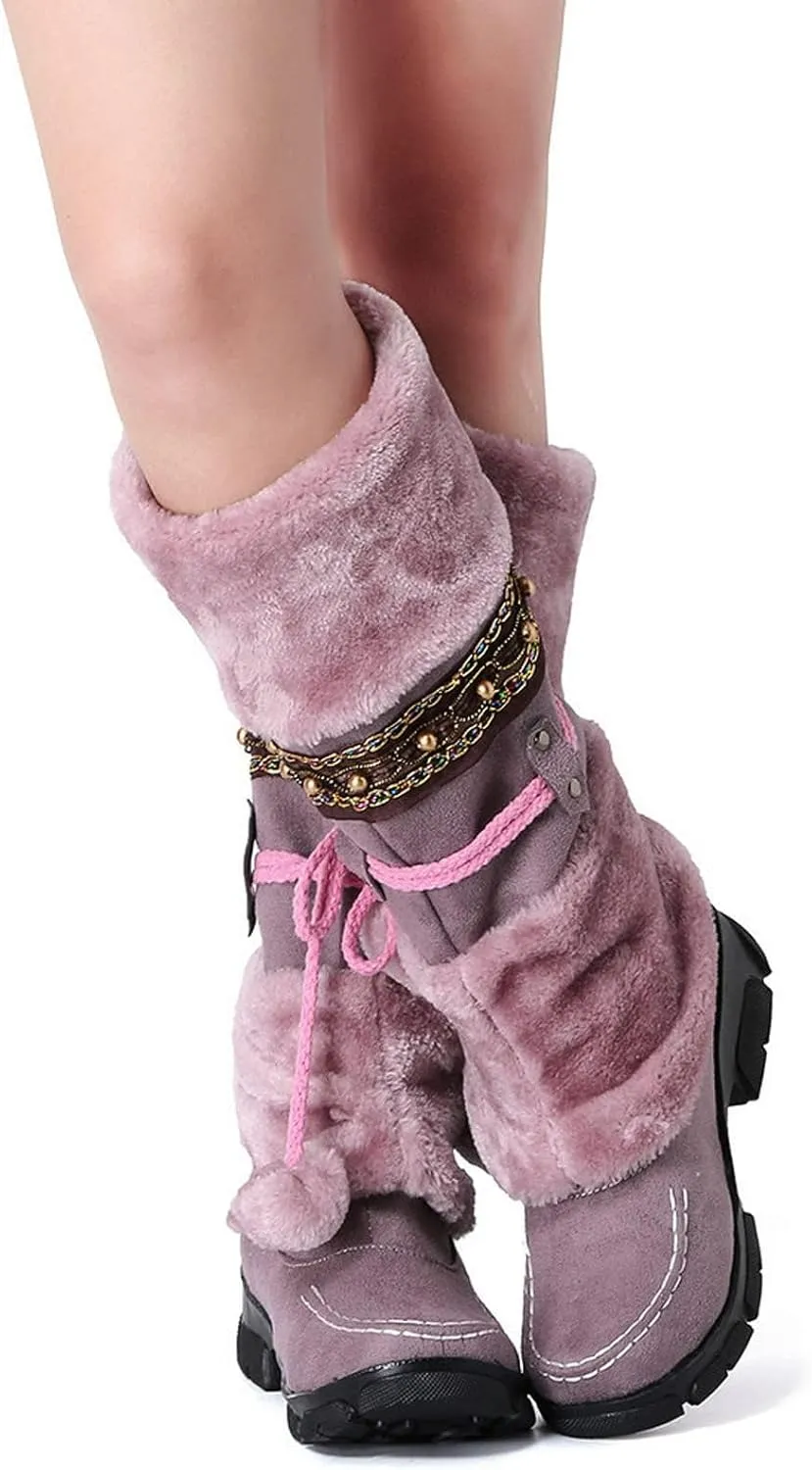 Womens Mid Calf Rhinestone Boots Fashion Round Toe Low Heel Knee High Riding Boot Soft Slouchy Boot Party Bling Shoes