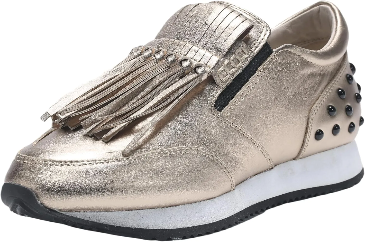 Women's Platform Sneakers Classic Vintage Tassels Round Toe Loafers Casual Slip On Walking Dressy Shoes