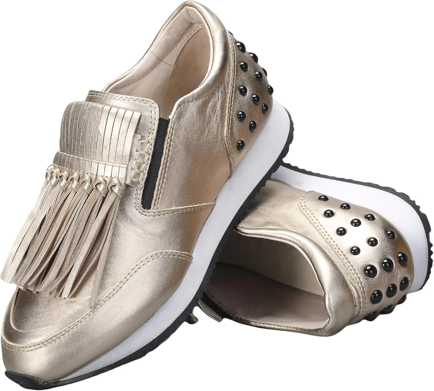 Women's Platform Sneakers Classic Vintage Tassels Round Toe Loafers Casual Slip On Walking Dressy Shoes