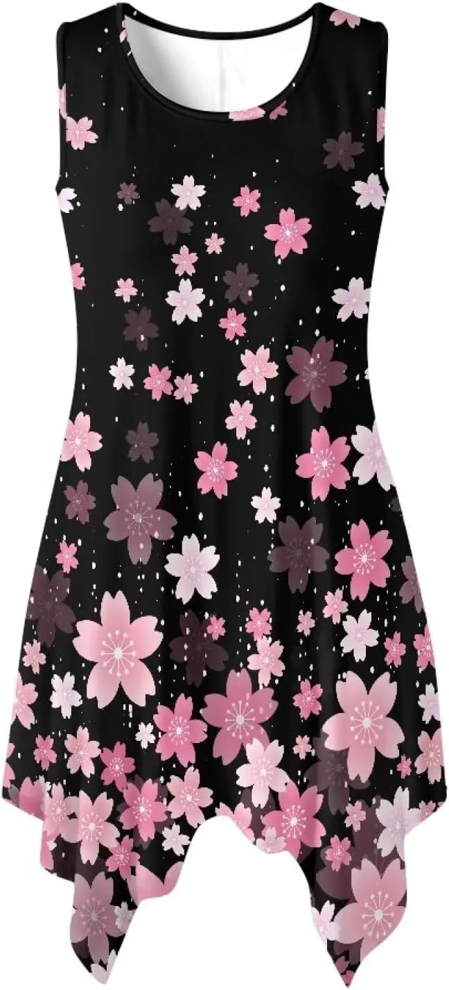 Women's Pleated Midi Dress with Pocket Sleeveless Crewneck Dresses