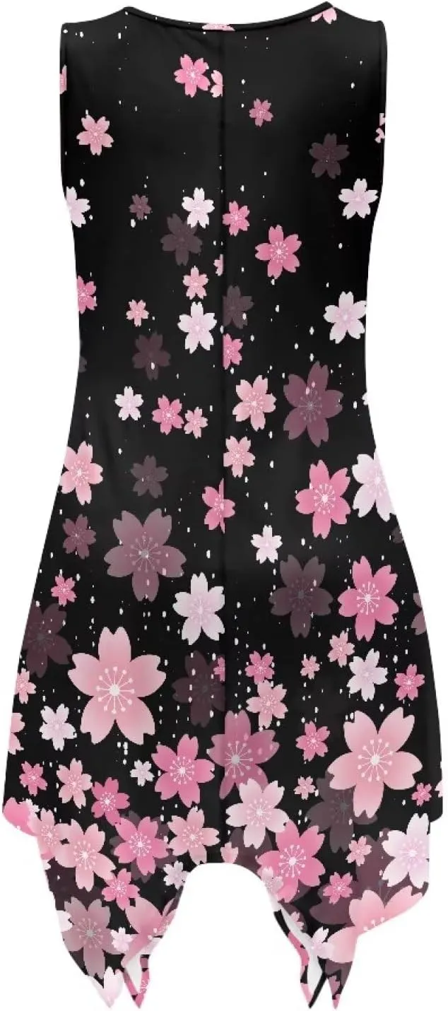 Women's Pleated Midi Dress with Pocket Sleeveless Crewneck Dresses