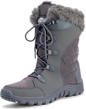 Womens Quilted Lace Up Outdoor Snow Rain Duck Boot - Gray - US10/EU41 - YC0511