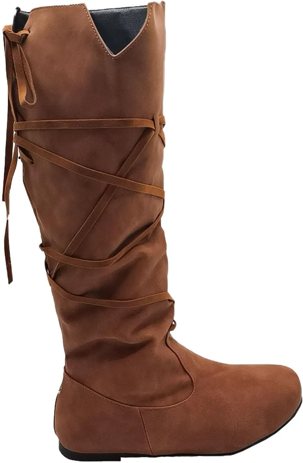 Women‘s Renaissance Boots Medieval Cosplay Halloween Boots Vintage Stage Pirate Viking Tied Shoes