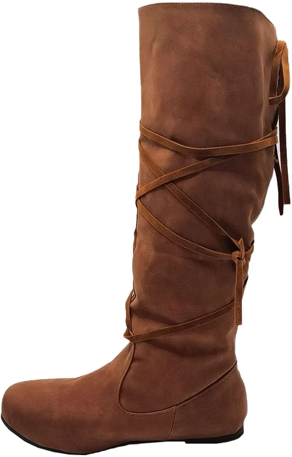 Women‘s Renaissance Boots Medieval Cosplay Halloween Boots Vintage Stage Pirate Viking Tied Shoes