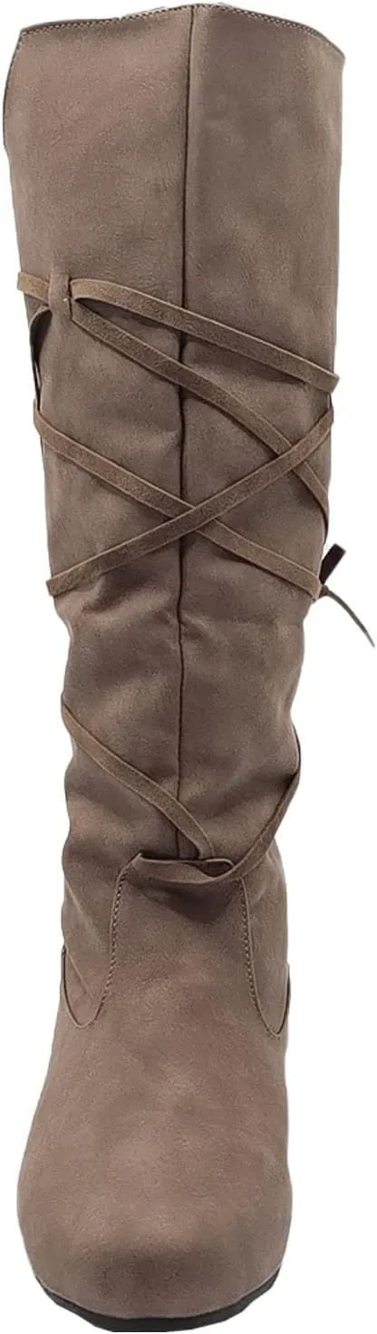 Women‘s Renaissance Boots Medieval Cosplay Halloween Vintage Stage Pirate Viking Tied Boots Shoes