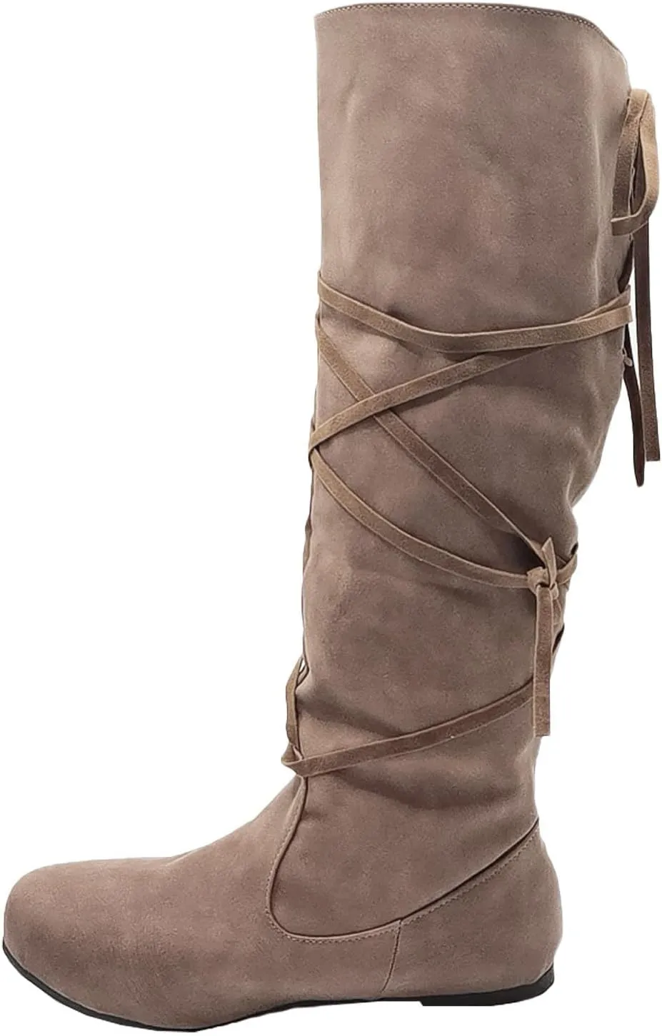 Women‘s Renaissance Boots Medieval Cosplay Halloween Vintage Stage Pirate Viking Tied Boots Shoes
