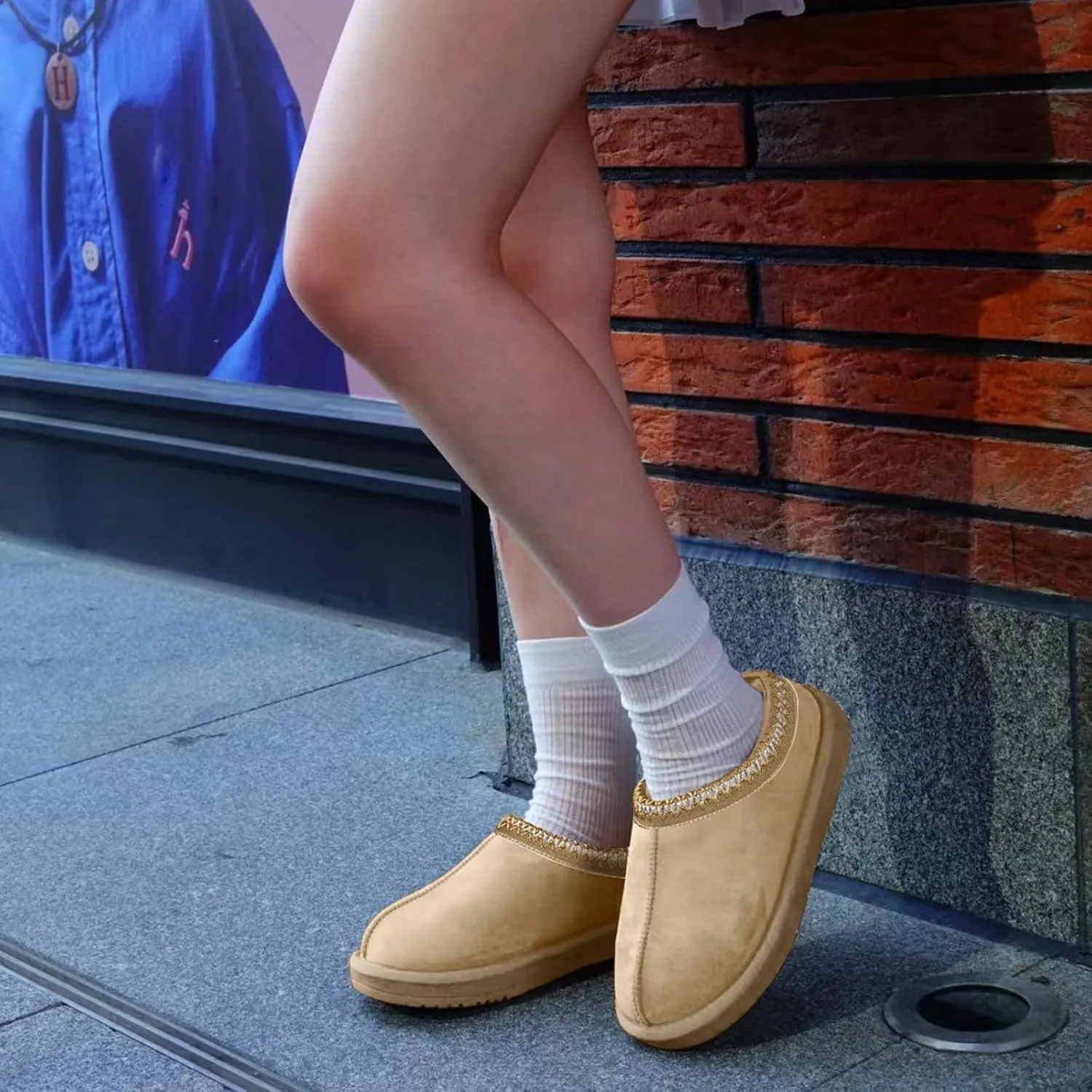 Women's Slippers Platform Mini Boots for Women Short Ankle Boot Fur Fleece Lined House Slippers Anti-Slip Boot For Outdoor