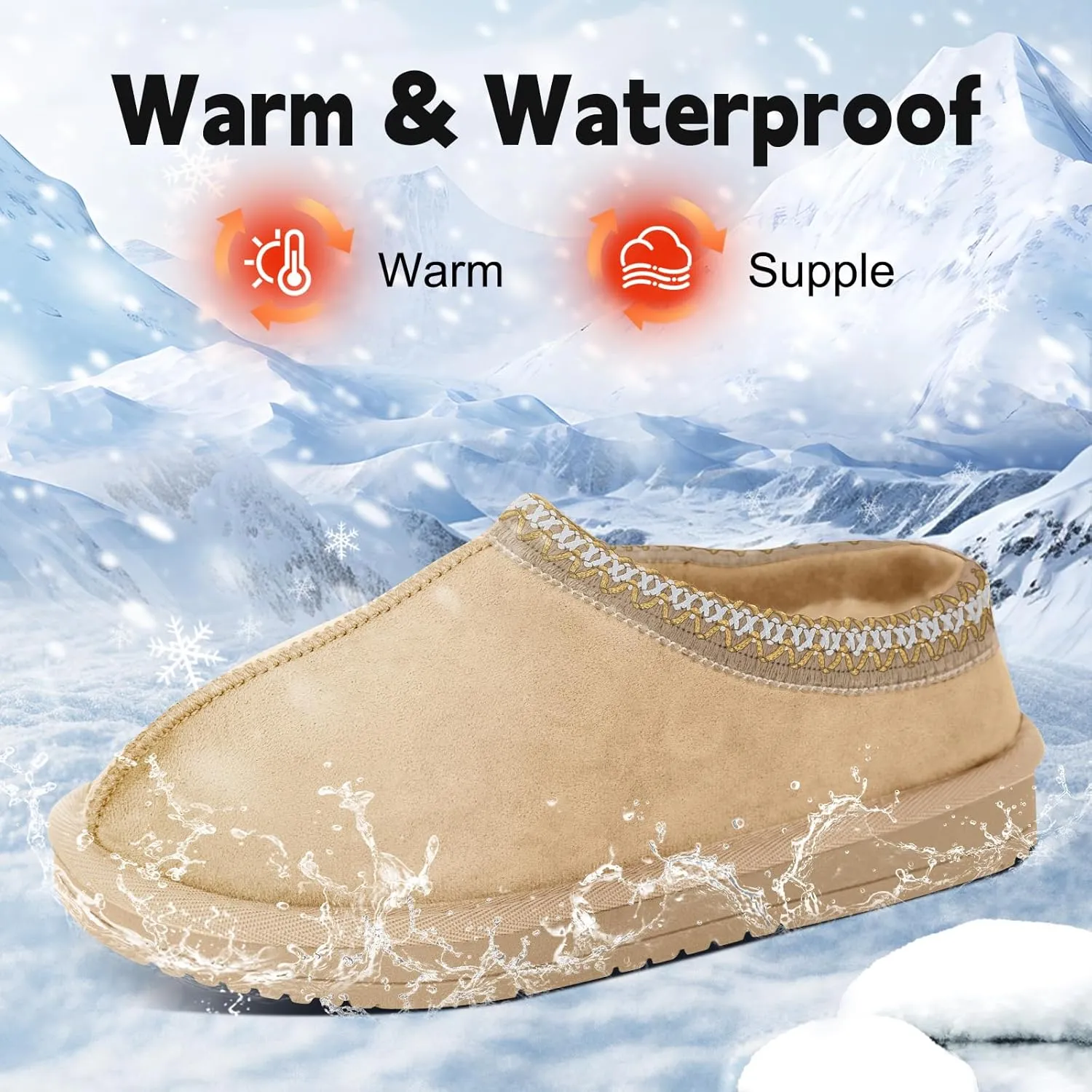 Women's Slippers Platform Mini Boots for Women Short Ankle Boot Fur Fleece Lined House Slippers Anti-Slip Boot For Outdoor