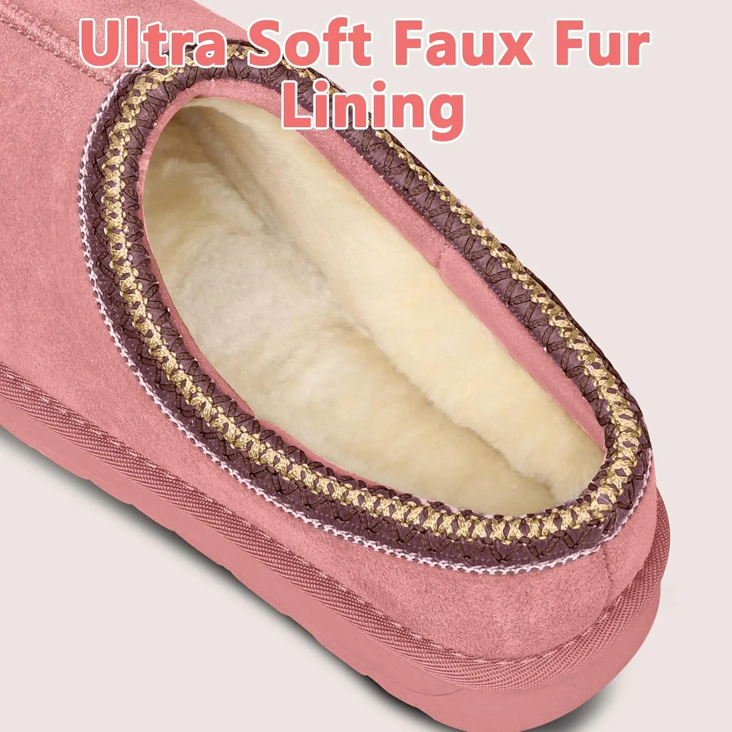 Women's Slippers Platform Mini Boots Short Ankle Anti-Slip Boot Fur Fleece Lined Sneakers House slippers Boot For Outdoor