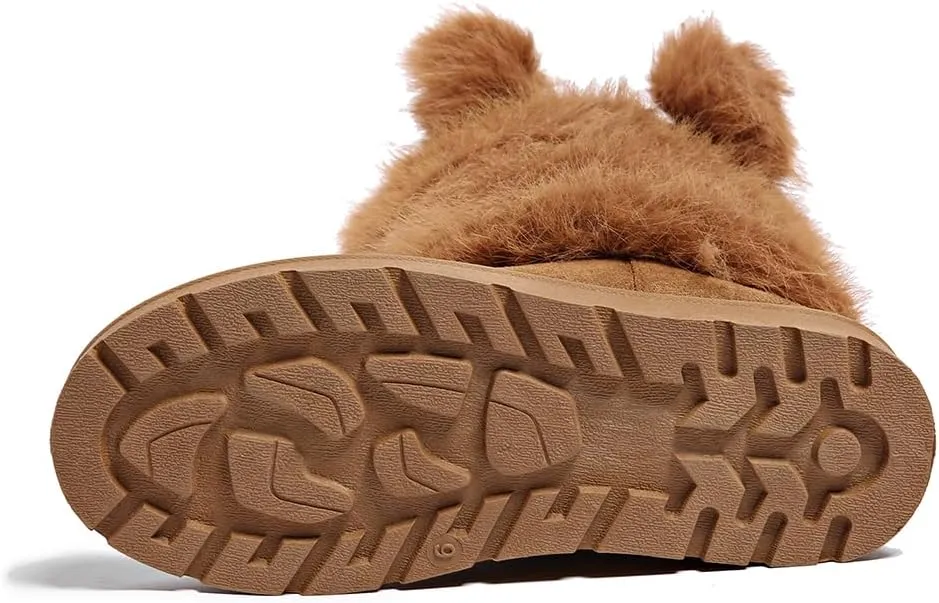 Women’s Snow Boots Mid-Calf Fur Lining Comfortable Winter Boots Flat Outdoor