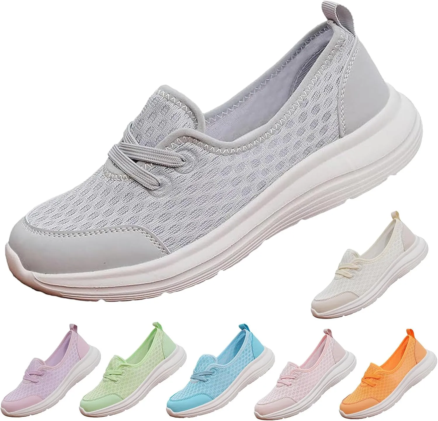 Women's Soft Sole Mesh Comfort Orthopedic Shoes, Comfortable Walking Shoes Women Arch Support, Breathable Low Top Casual Non-Slip Sneakers