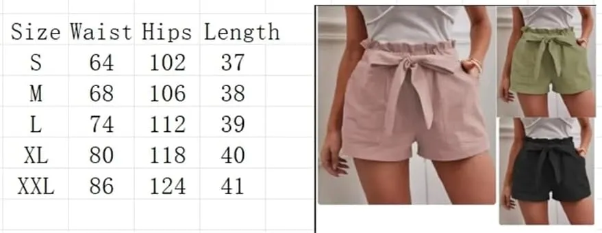 Women's Solid Color Double Pocket Shorts Women's Mid-Waist Bow Tie Casual Shorts