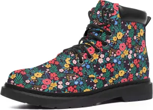 Women's Sunflower Boots,Custom Flower Boots with Name, Vegan Leather Lace Up Ankle Boots Anti-Slip Boots,Personalized Flower Gift for Mom/Daugher/Wife