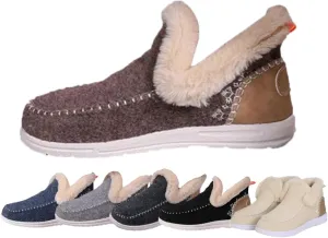Women'S Winter Plush Lined Flat Shoes Comfy Orthopedic Arch Support Outdoor Walking Shoes Classic Non-Slip Ankle Snow Boots Soft Plush Slip-On Warm Cozy Micro Suede Slipper Boots