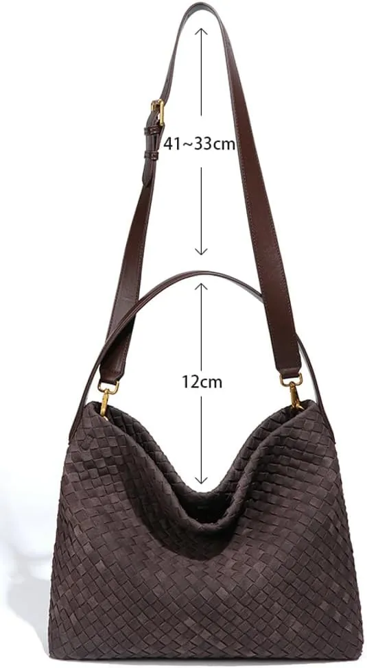 Women's Woven Shoulder Bag Handbags PU Leather Tote Bag Top-handle Shoulder Bag Soft Vegan Underarm Bag Woven Purse Clutch