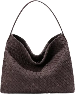 Women's Woven Shoulder Bag Handbags PU Leather Tote Bag Top-handle Shoulder Bag Soft Vegan Underarm Bag Woven Purse Clutch