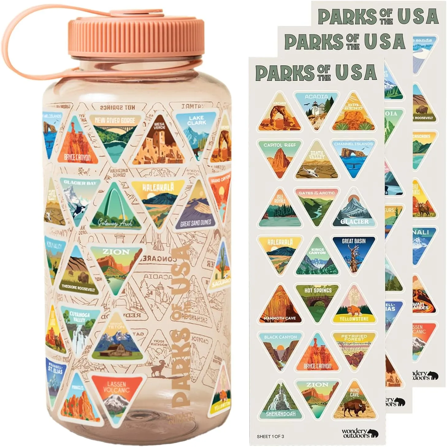 Wondery The Original Parks of the USA Wide Mouth Adventure Bucket List Bottle (Mauve)