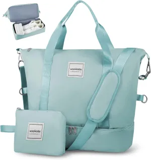 WOOMADA Weekender Bag for Women, Travel Duffel Bags with Shoe Compartment & Wet Pocket, Personal Item Bag for Airlines