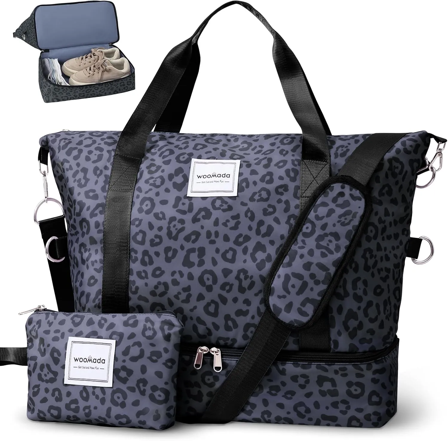 WOOMADA Weekender Bag for Women, Travel Duffel Bags with Shoe Compartment & Wet Pocket, Personal Item Bag for Airlines