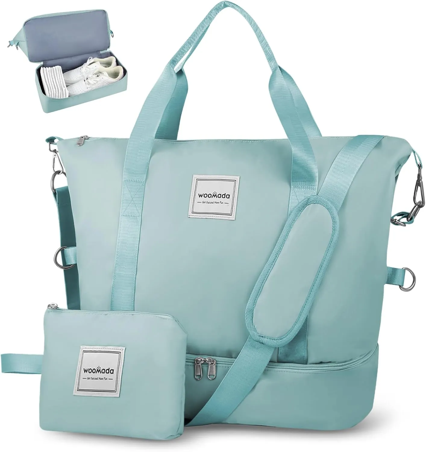 WOOMADA Weekender Bag for Women, Travel Duffel Bags with Shoe Compartment & Wet Pocket, Personal Item Bag for Airlines