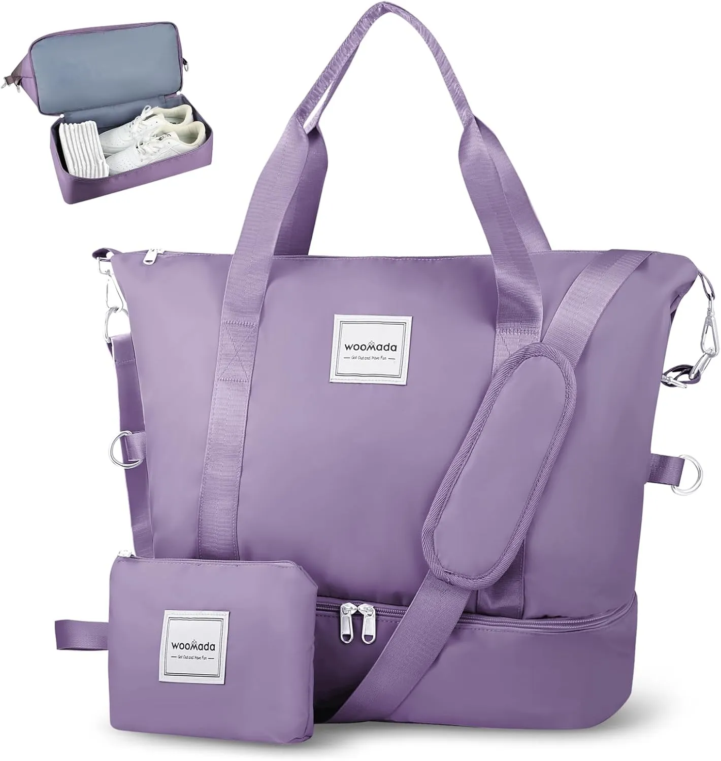 WOOMADA Weekender Bag for Women, Travel Duffel Bags with Shoe Compartment & Wet Pocket, Personal Item Bag for Airlines