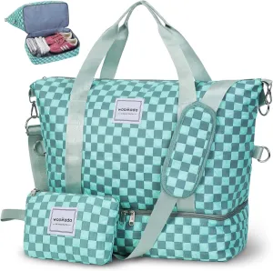 WOOMADA Weekender Bag for Women, Travel Duffel Bags with Shoe Compartment & Wet Pocket, Personal Item Bag for Airlines