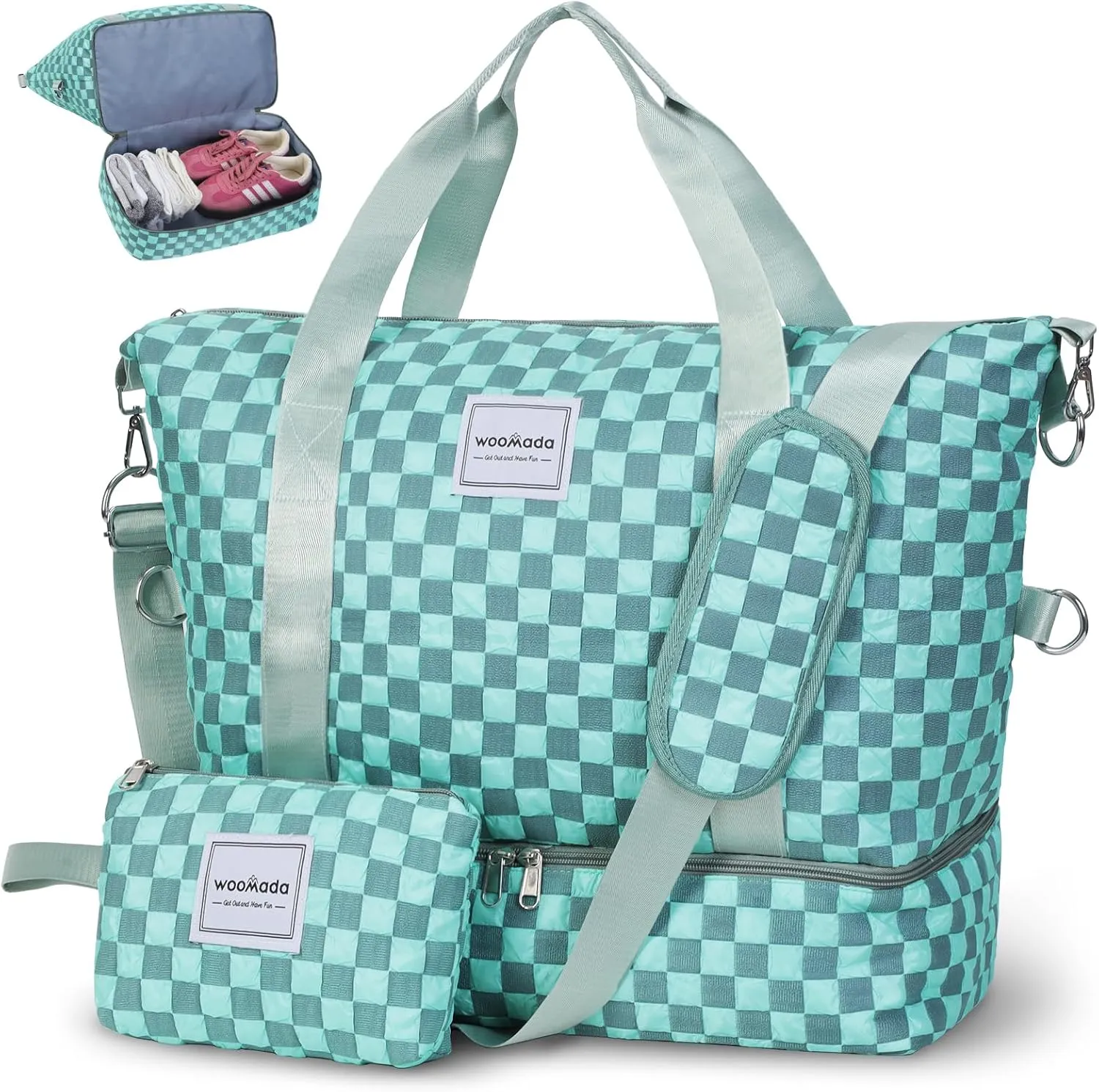 WOOMADA Weekender Bag for Women, Travel Duffel Bags with Shoe Compartment & Wet Pocket, Personal Item Bag for Airlines