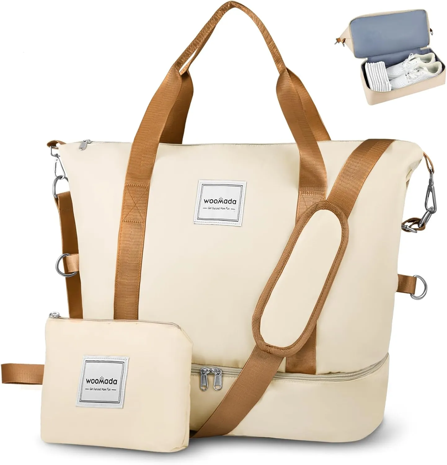 WOOMADA Weekender Bag for Women, Travel Duffel Bags with Shoe Compartment & Wet Pocket, Personal Item Bag for Airlines