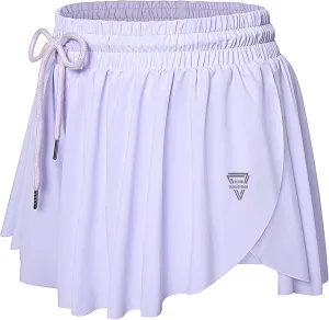 Wsirmet Flowy Shorts for Women Butterfly Shorts 2 in 1 Athletic Workout Gym Biker Running Shorts with Pockets