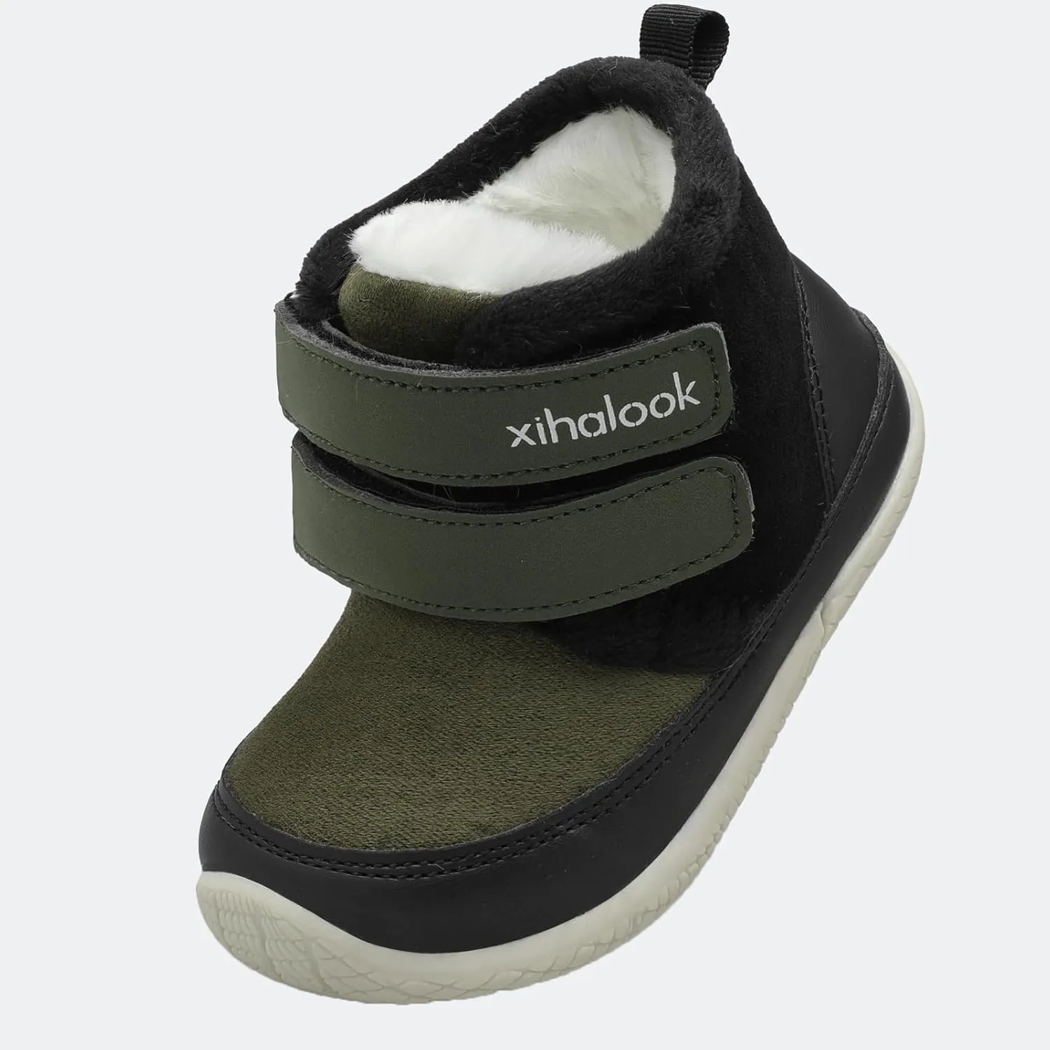 XIHALOOK Toddler Boys Girls Winter Boots Cold Weather Kids Warm Faux Fur Shoes with Two Hook and Loop