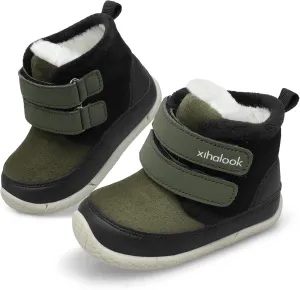 XIHALOOK Toddler Boys Girls Winter Boots Cold Weather Kids Warm Faux Fur Shoes with Two Hook and Loop
