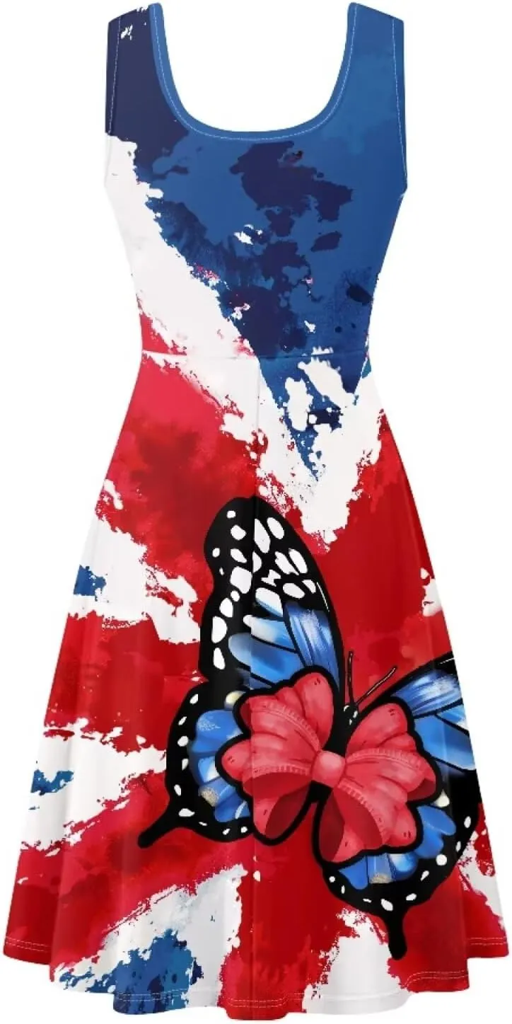 XS-4XL Dresses for Women Sleeveless Party Cocktail Swing Tank Sundress with Pocket…