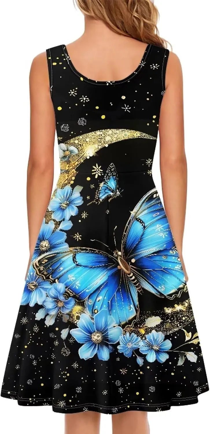 XS-4XL Dresses for Women Sleeveless Party Cocktail Swing Tank Sundress with Pocket…