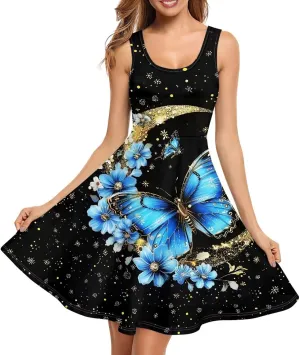 XS-4XL Dresses for Women Sleeveless Party Cocktail Swing Tank Sundress with Pocket…