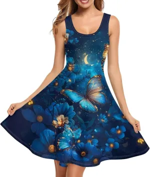 XS-4XL Dresses for Women Sleeveless Party Cocktail Swing Tank Sundress with Pocket…