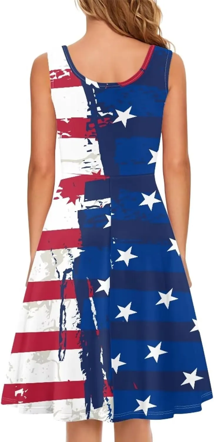 XS-4XL Dresses for Women Sleeveless Party Cocktail Swing Tank Sundress with Pocket…