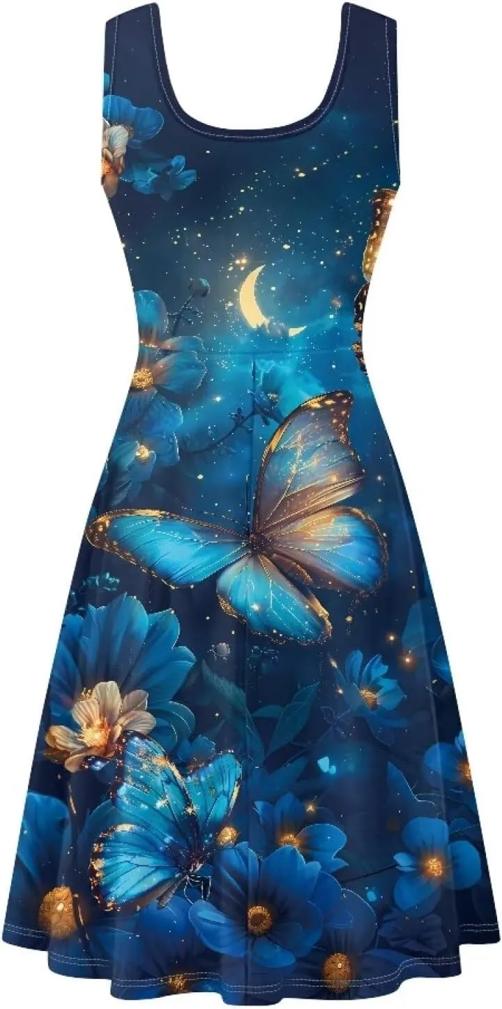 XS-4XL Dresses for Women Sleeveless Party Cocktail Swing Tank Sundress with Pocket…