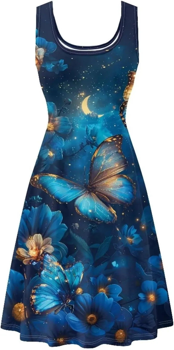 XS-4XL Dresses for Women Sleeveless Party Cocktail Swing Tank Sundress with Pocket…