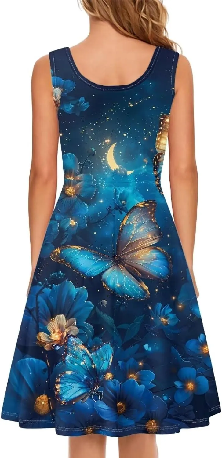 XS-4XL Dresses for Women Sleeveless Party Cocktail Swing Tank Sundress with Pocket…