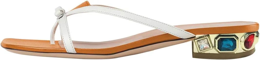 XYD Women Cute Bowknot Thong Flats Sandals Slip On Open Toe Flip Flop Mules Rhinestones Low Heeled Shoes