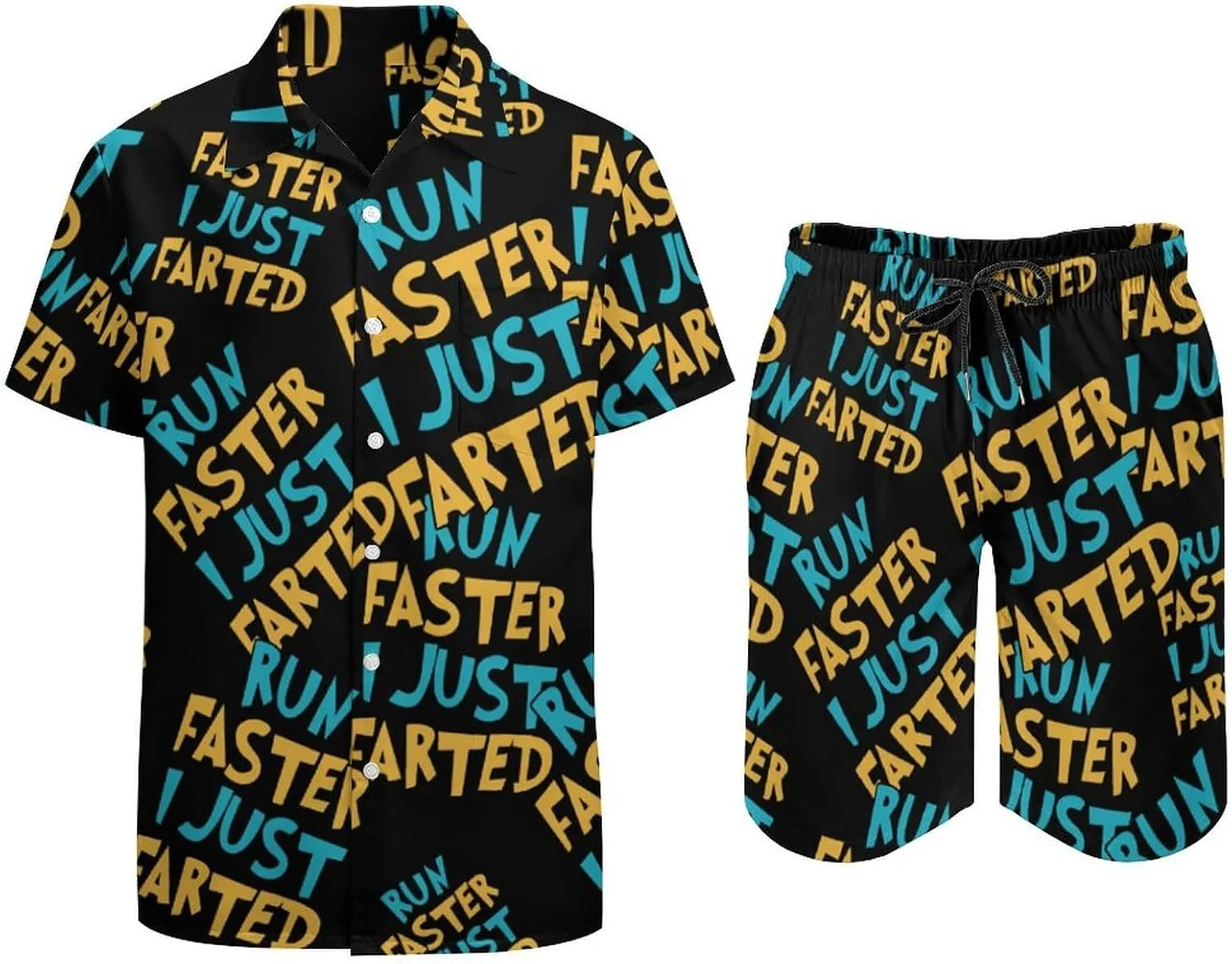 Yepp I Just Farted Classic Mens 2 Piece Outfits Hawaiian Beach Shirts Shorts Vacation Matching Set
