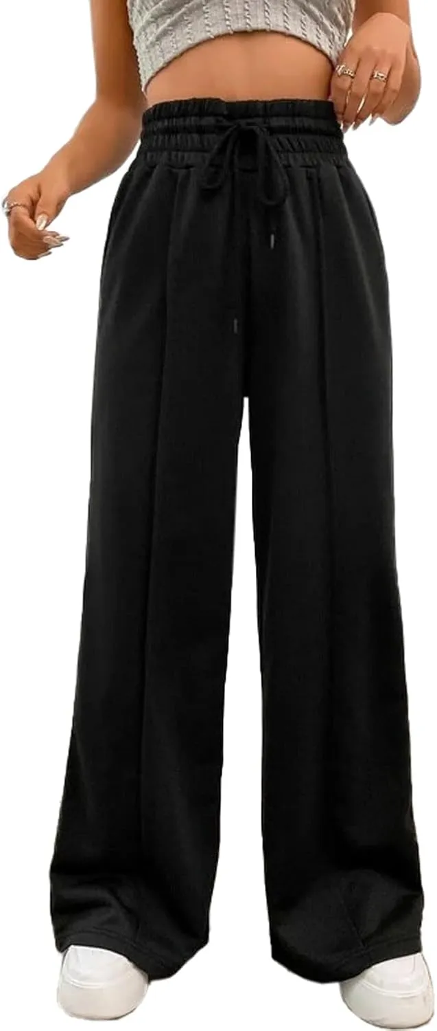 YOCUR Womens High Waisted Drawstring Sweatpants Wide Leg Casual Loose Joggers Yoga Athletic Pants