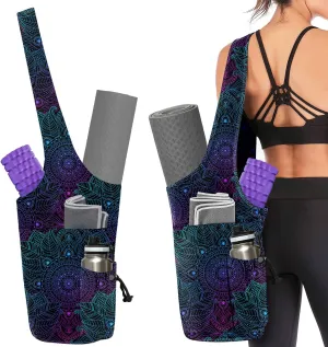 Yoga Mat Bag for Women Yoga Bag with Large Size Pocket and Zipper Pocket,Rhombus Pattern- Yoga Bags and Carriers Fits All Your Stuff