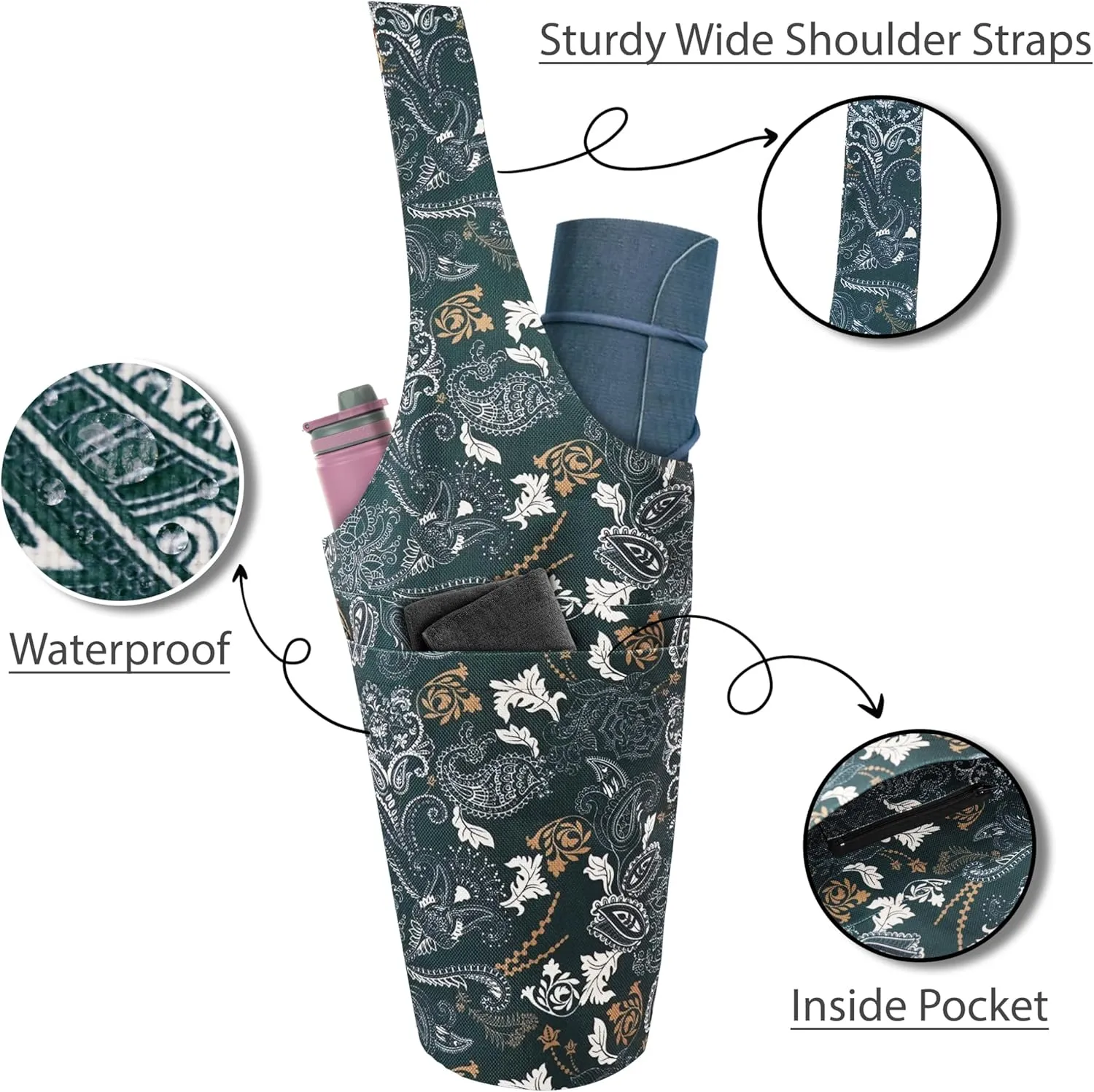 Yoga Mat Bag Yoga Tote Bag with Large Pocket and Zipper Pocket Yoga Mat Bag Carrier Fit Most Size Mats and All You Stuff
